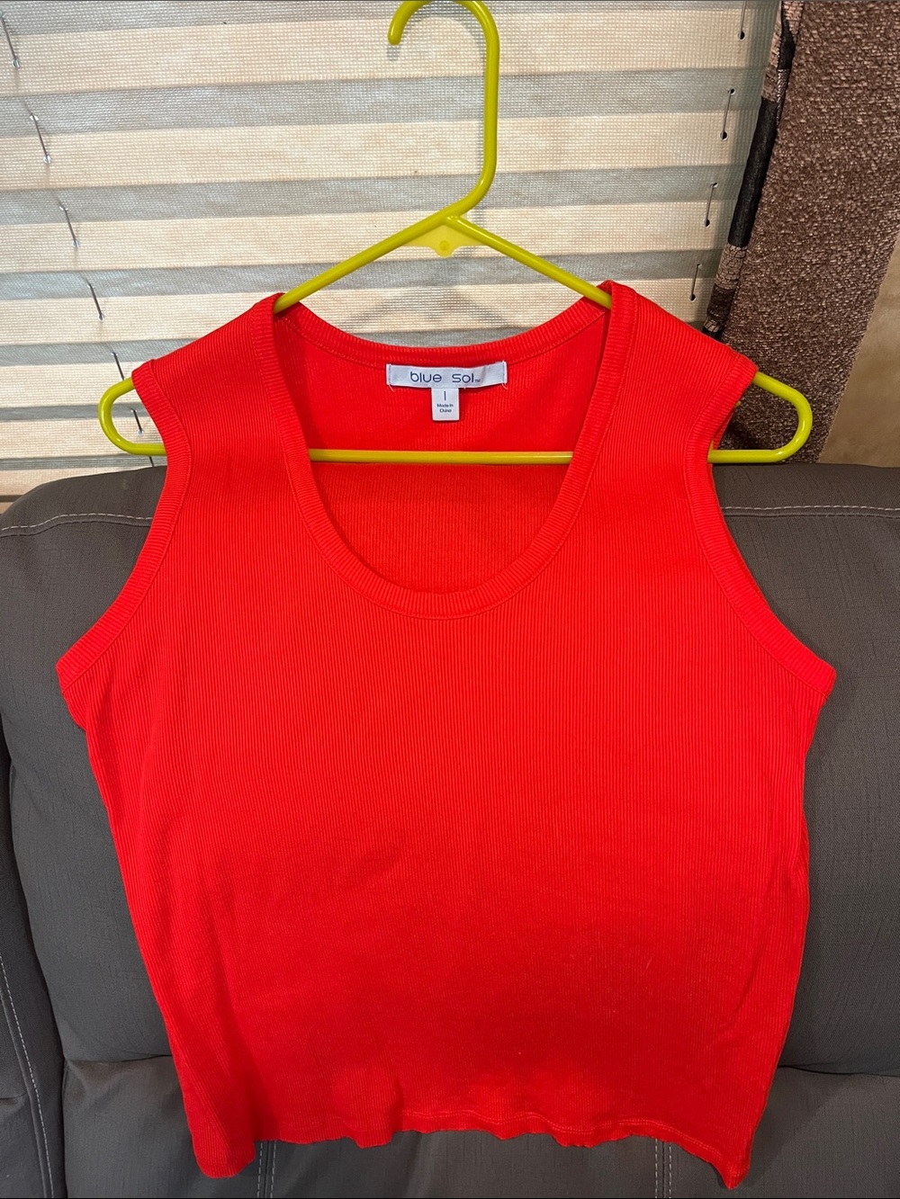 Blue Sol Red Ribbed Scoop Tank